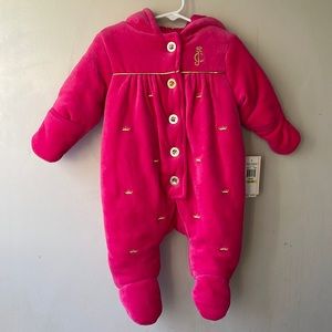 NWT JUICY COUTURE Infant Plush Velour Embroidered One Piece Onesie Bunting Pram